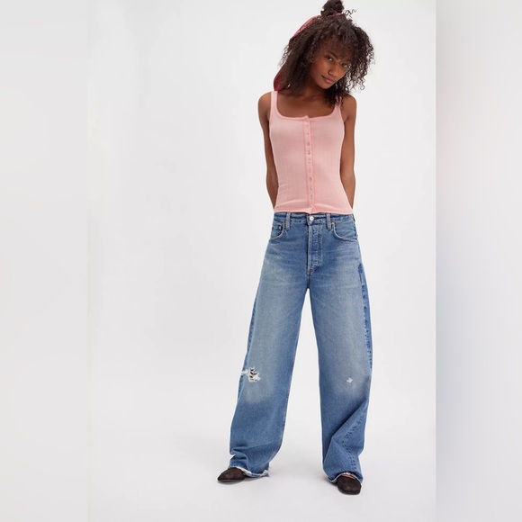 Pink Ribbed Button-Down Tank Top - Picture 3 of 4